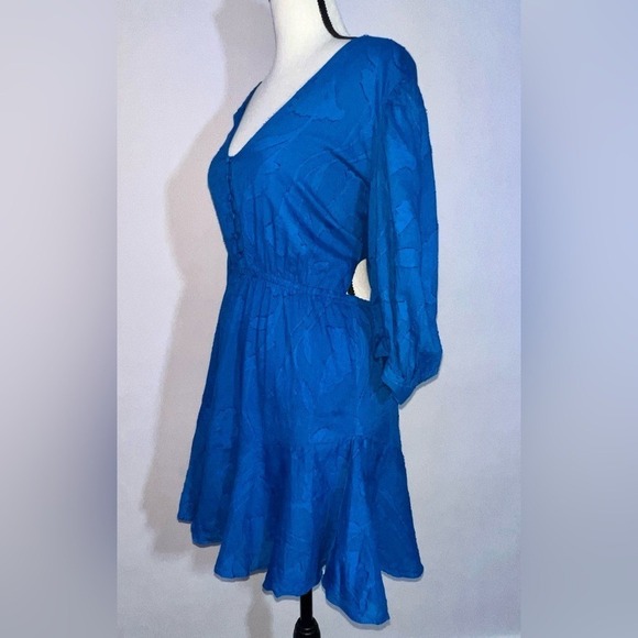 Karina Grimaldi Aspen Smalll Royal Blue Puff Sleeve Mini Dress - Picture 10 of 16